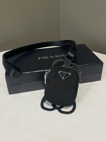 Prada Rubber Smartphone Case Lanyard Black Nylon
