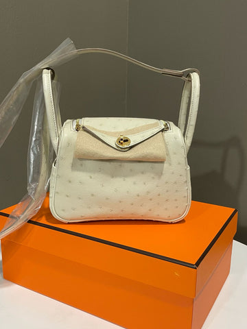 Hermes Mini Lindy II Beton Ostrich