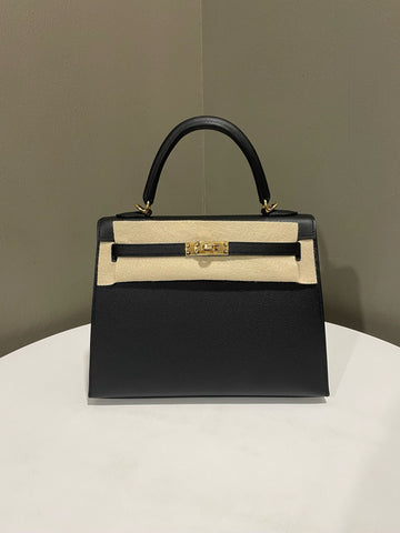 Hermes Kelly Sellier 25 Black Epsom