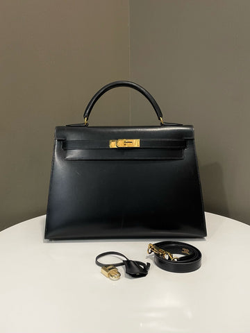 Hermes   Kelly Sellier 32 Black Box Leather