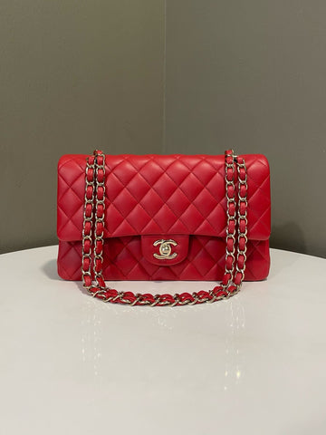 Chanel Classic Quilted Medium Double Flap Lipstick Red Lambskin