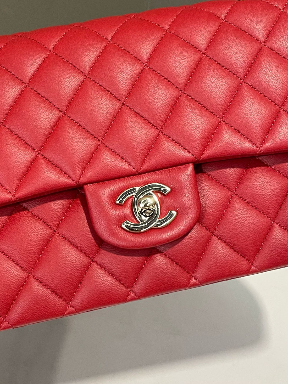 Chanel Classic Quilted Medium Double Flap Lipstick Red Lambskin