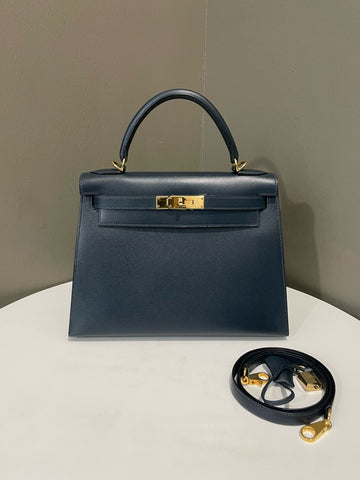 Hermes   Kelly 28 Indigo Epsom