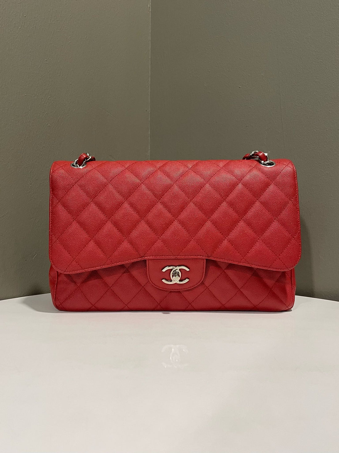 Chanel Classic Quilted Jumbo Double Flap Red Caviar