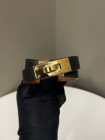 Hermes Kelly Double Tour Bracelet Black GHW