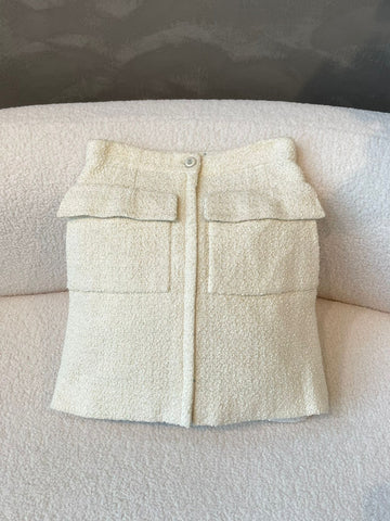 Chanel Mini Tweed Skirt Cream