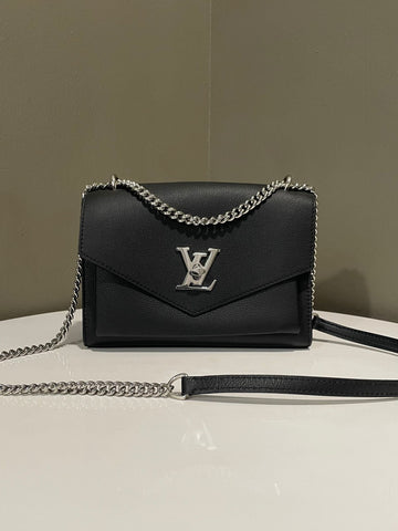 Louis Vuitton Mylockme Chain Bag  Black Grainy Calfskin