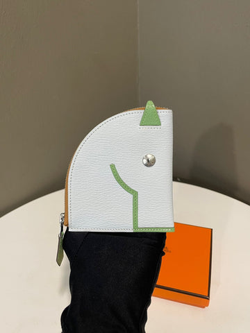 Hermes Porte-Monnaie Paddock Bleu Brume/ Vert Criquet