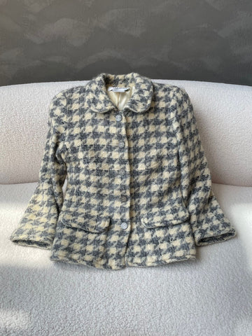 Chanel   Houndstooth Jacket Grey / Creme