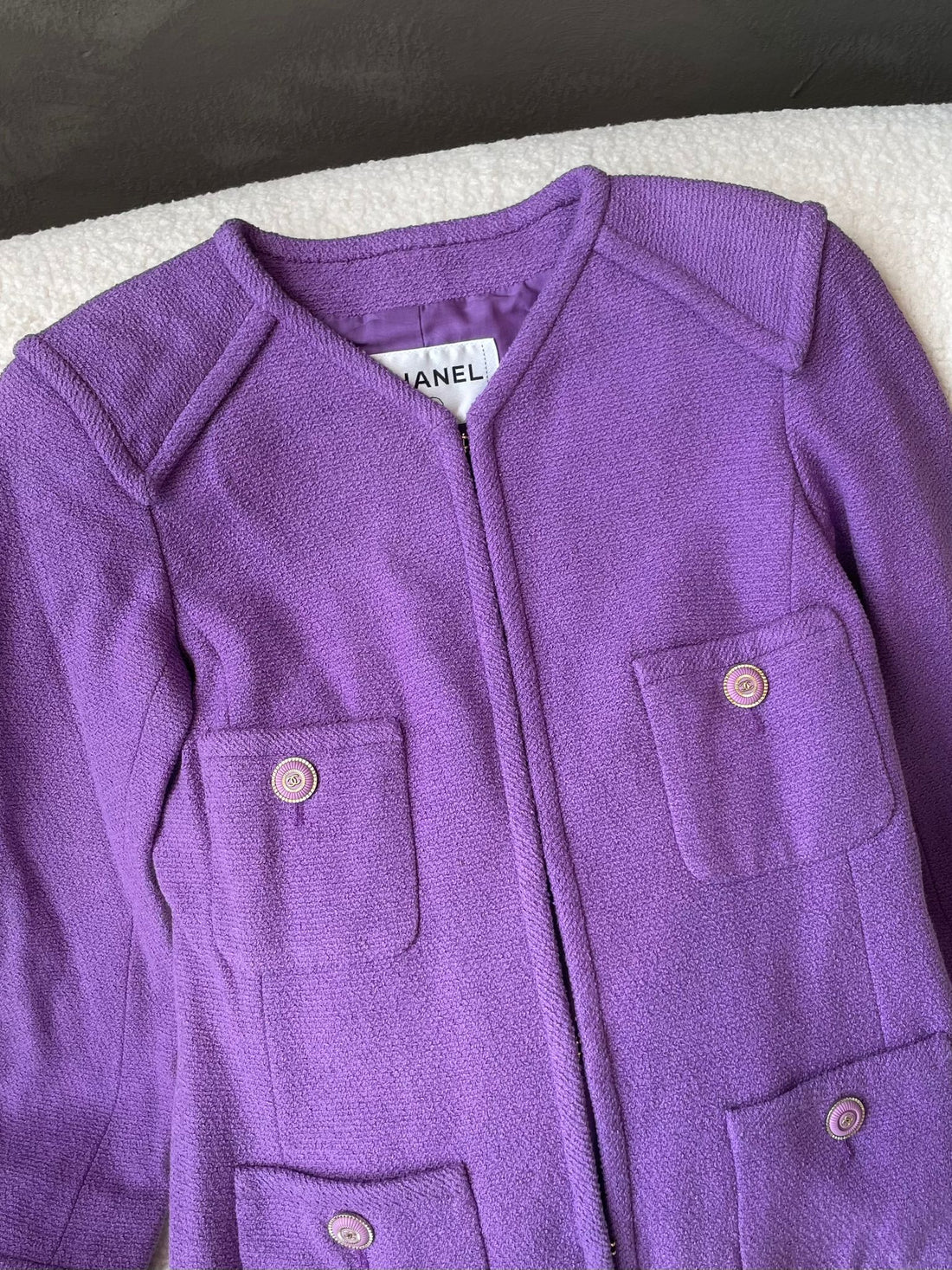 Chanel 20C Cc Button Tweed Jacket Purple