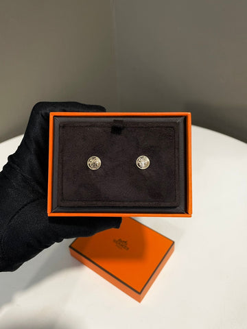 Hermes Ex Libris Earrings  18K Rose Gold