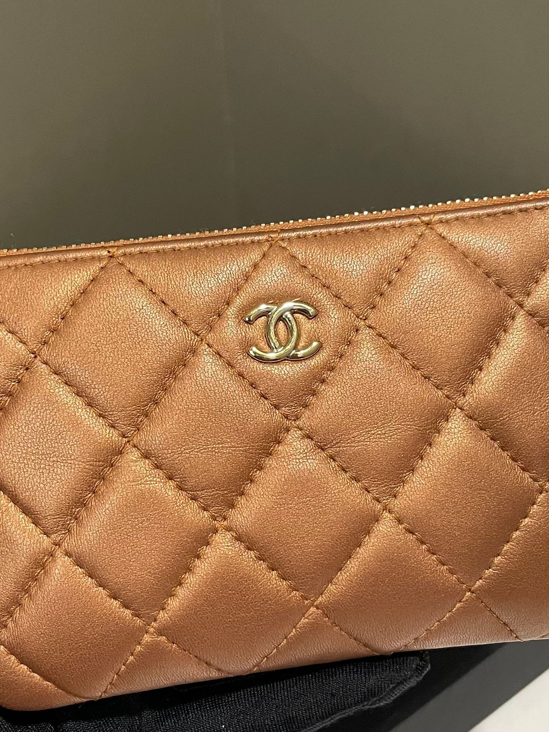 Chanel Classic Quilted Mini OCase  Bronze Lambskin