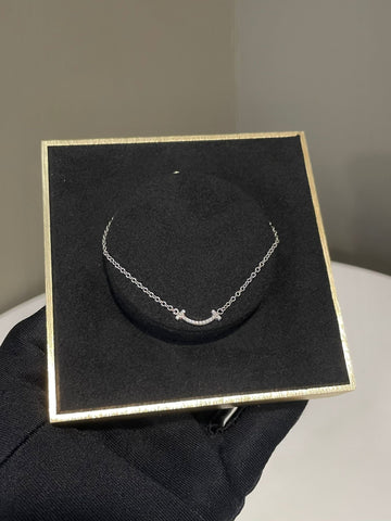 Tiffany & Co T Smile Diamond Bracelet 18K White Gold