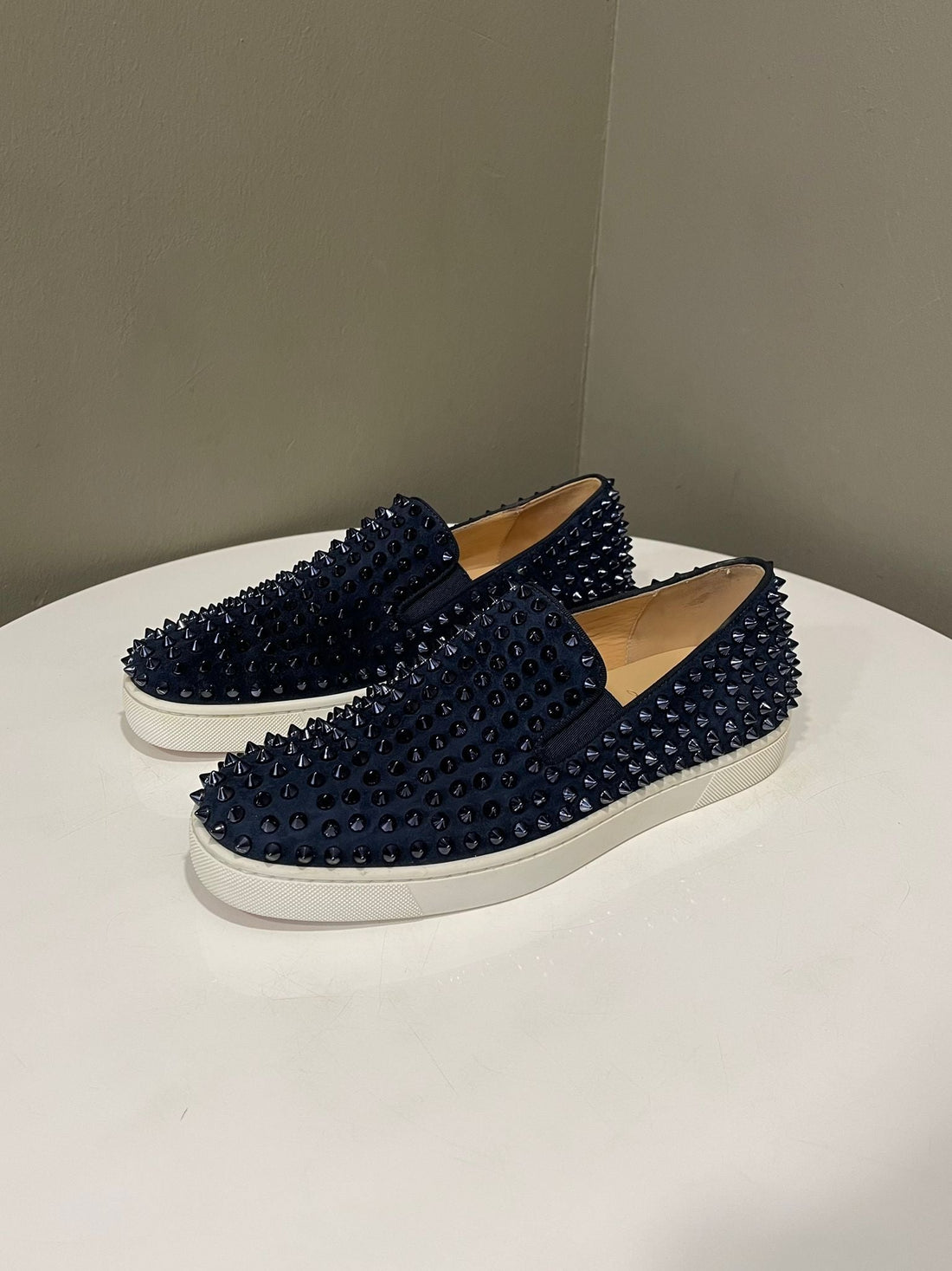 Christian Loub in Roller-Boat Sneakers Marine Suede  Size 40.5