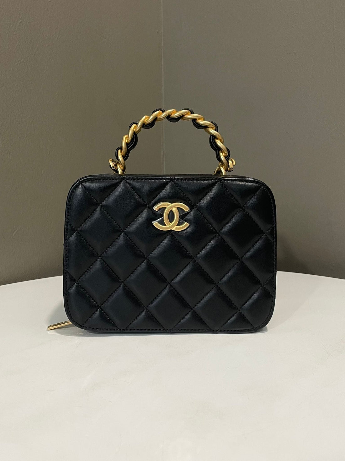 Chanel Top Handle Vanity Bag Black Lambskin