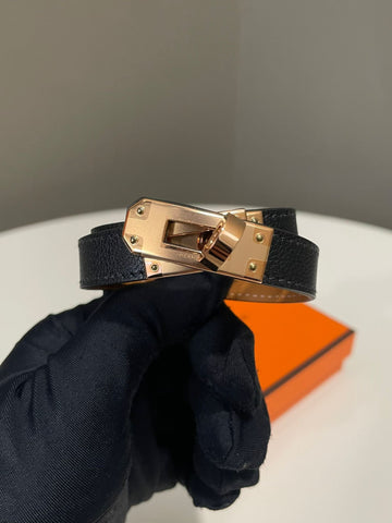 Hermes Kelly Double Tour Bracelet Black