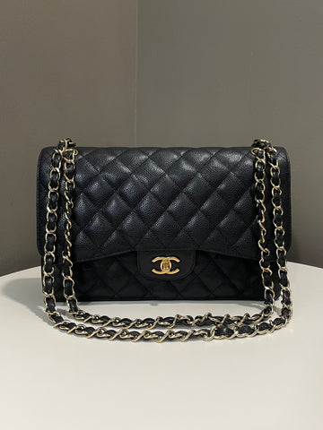 Chanel Classic Quilted Jumbo Double Flap Black Caviar