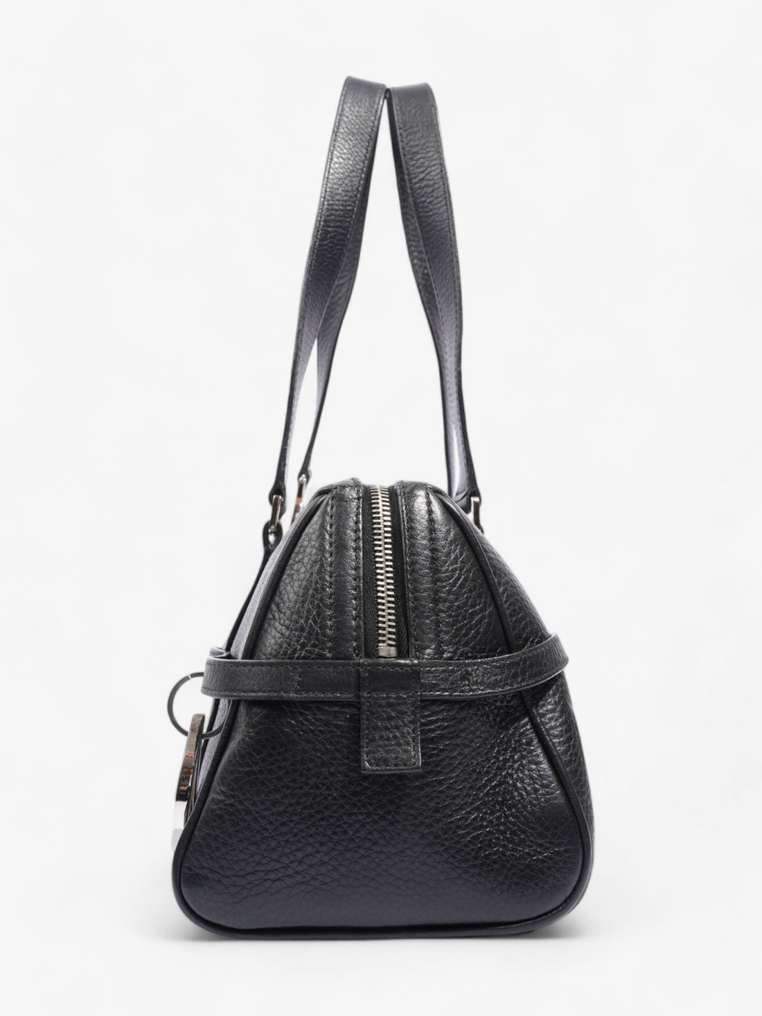 Christian Dior Logo Charms Boston Black Calfskin Leather