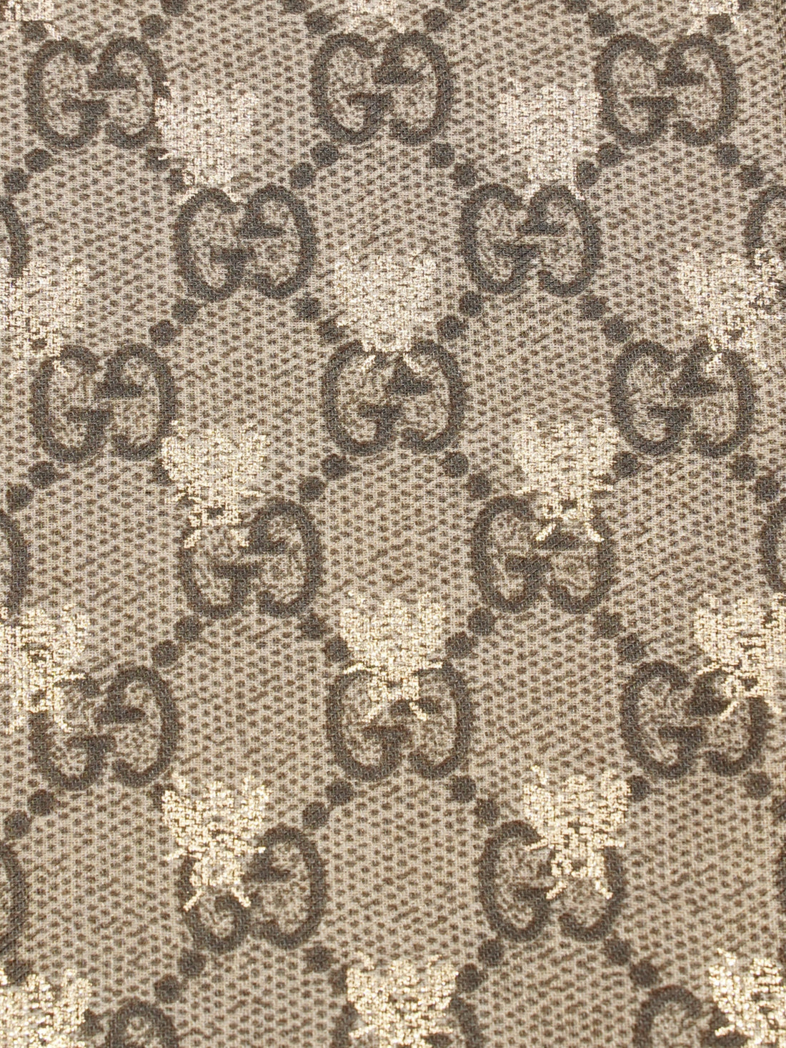 Gucci Bee GG Scarf Beige And Ebony GG Supreme / Pink / Gold Silk