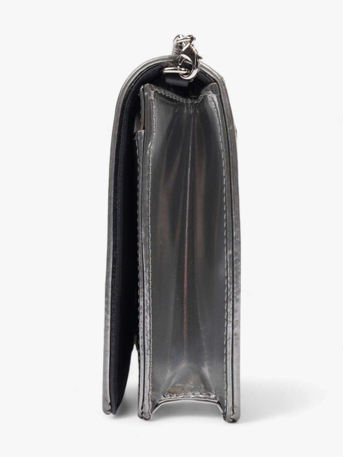 Christian Dior Diorama Wallet On Chain Silver Patent Leather
