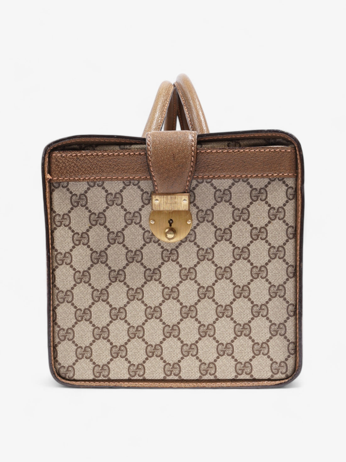 Gucci Hard Train Vanity Case GG Supreme / Brown / Green Coated Canvas
