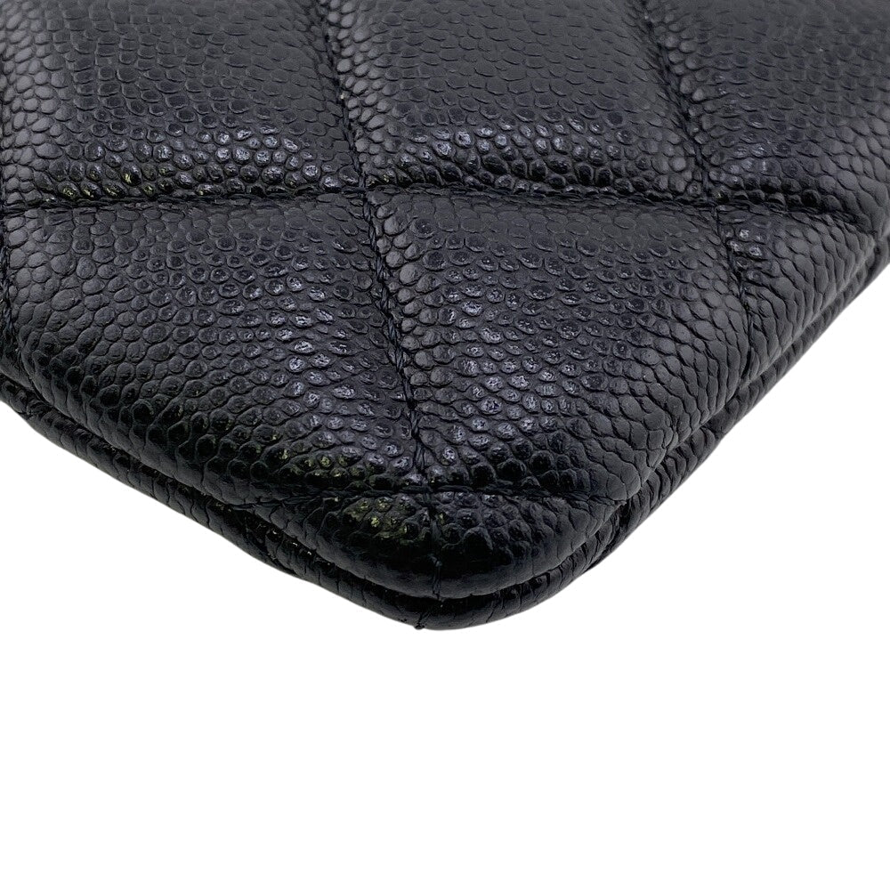 CHANEL Pouch Caviar skin black Matrasse COCO Mark