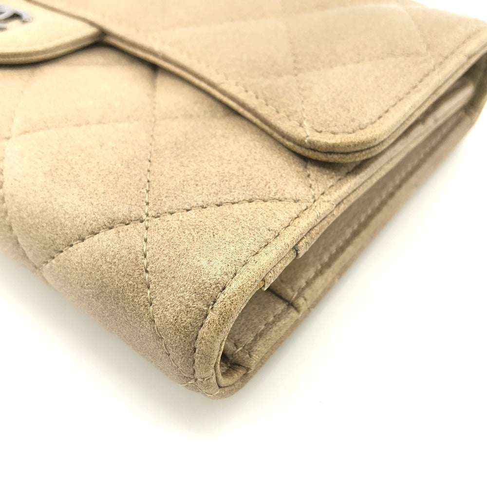 CHANEL Long Wallet Purse lambskin beige Matrasse