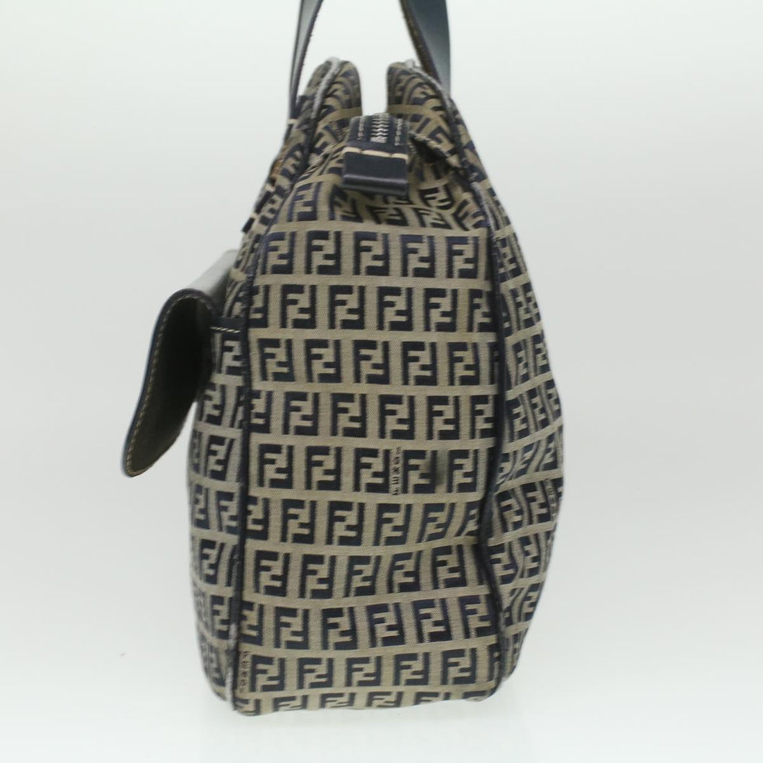 FENDI Zucchino Canvas Hand Bag Navy 71-16533-0-012  ac1835