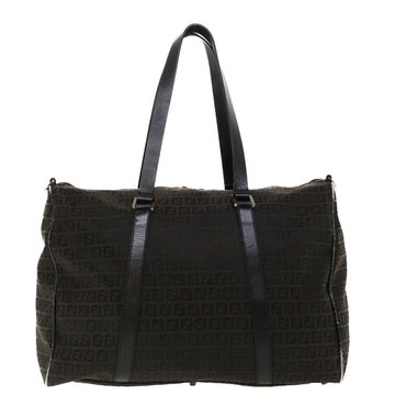 FENDI Zucchino Canvas Boston Bag Black  am3471