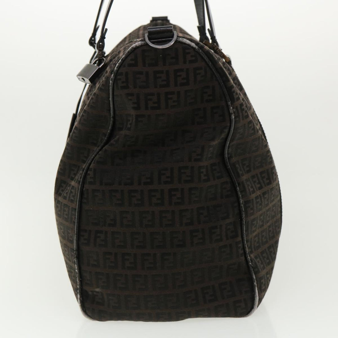 FENDI Zucchino Canvas Boston Bag Black Auth am3471
