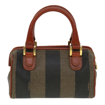FENDI Pecan Canvas Mini Hand Bag Brown Black Auth am4474
