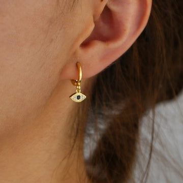 Blue Evil Eye Drop Earrings