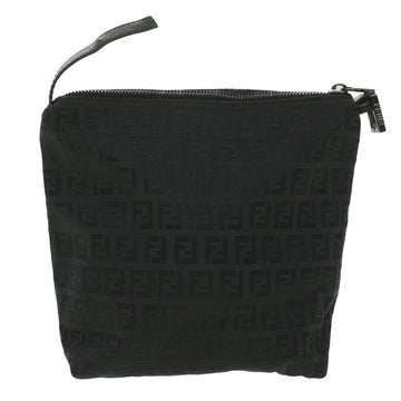 FENDI Zucchino Canvas Hand Bag Black Auth bs4045