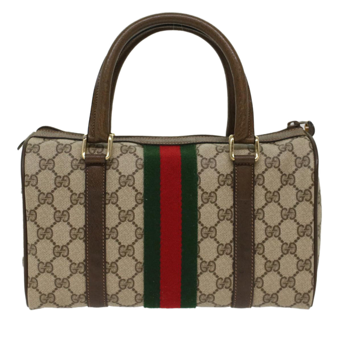 GUCCI GG Canvas Web Sherry Line Boston Bag Beige Red 3902006  bs7253