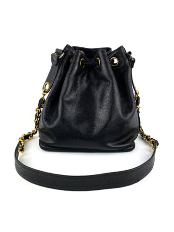 Chanel   Drawstring Bucket Bag with Gold Baubles