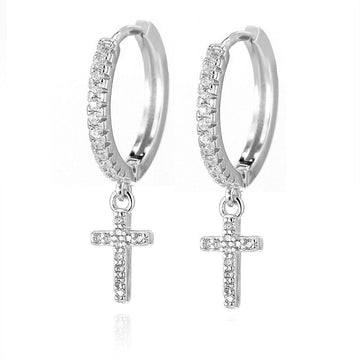 Crystal Cross Drop Earrings