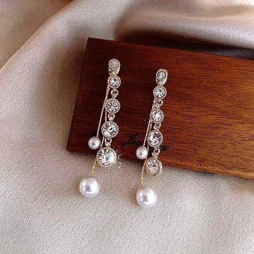 Crystal Drop Pearl Earrings