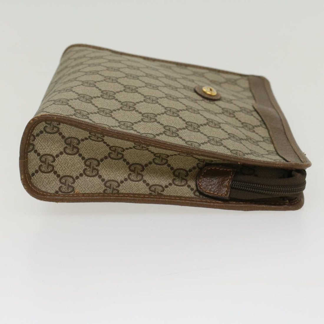 GUCCI GG Canvas Clutch Bag PVC Leather Beige  ep898