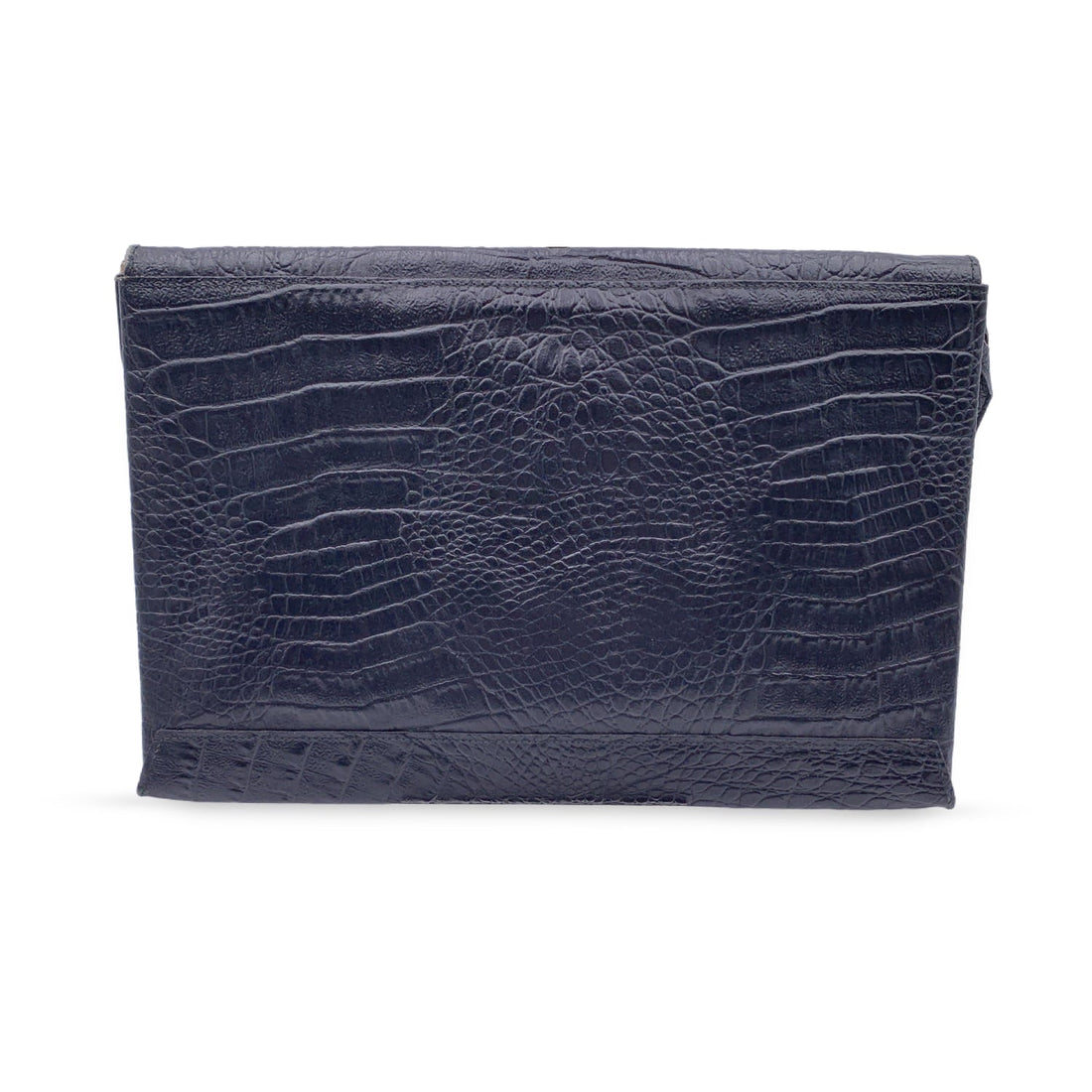 FENDI   Black Embossed Portfolio Envelope Clutch Bag With Strap