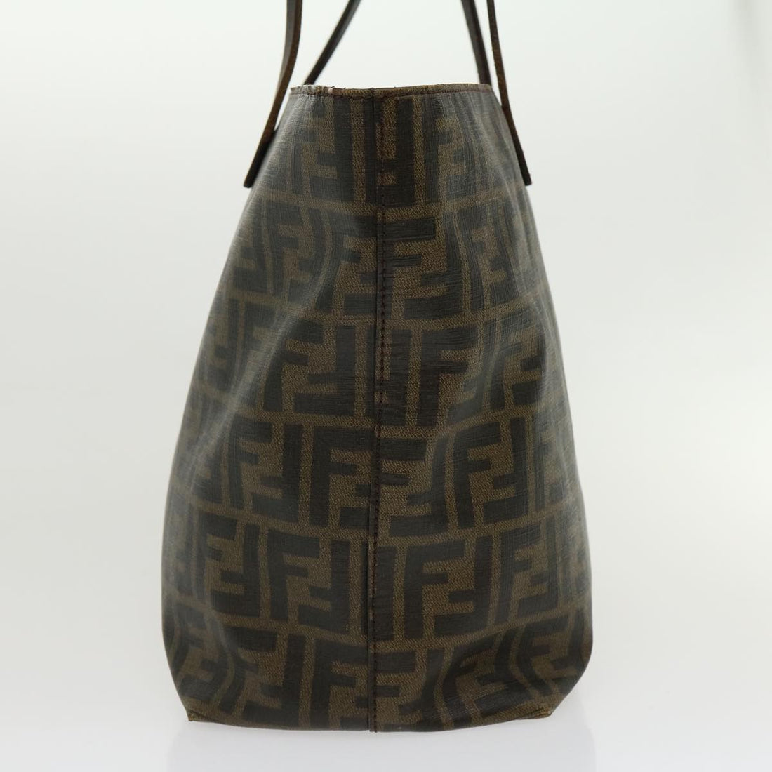 FENDI Zucca Canvas Tote Bag PVC Leather Brown Black  am2618g