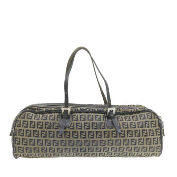 FENDI Zucchino Canvas Hand Bag Navy Blue Auth am577g