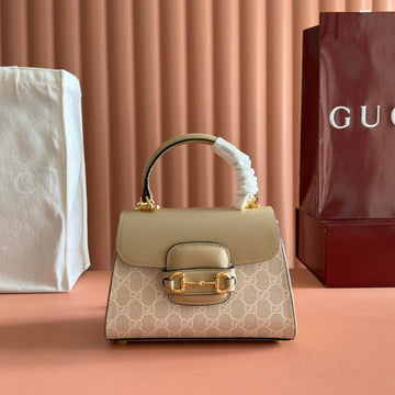 GUCCI 25S HORSEBIT 1955 MEDIUM SHOULDER BAG 22 CM IN BEIGE MONOGRAM CALFSKIN WITH GOLD HARDWARE House Of Sarah