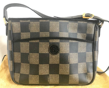 FENDI   pecan chess pattern shoulder bag with FF logo motif