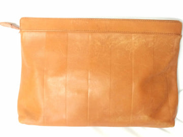 FENDI   orange brown genuine leather mini document bag, clutch purse with embossed logo and epi mix