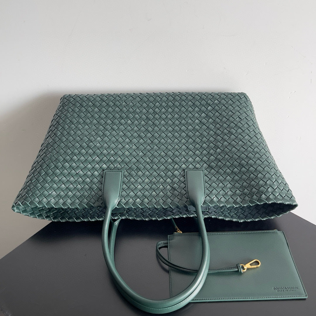 BOTTEGA VENETA 25S LARGE CABAT BAG 51 IN DEEP SLATE GREEN LAMBSKIN by House Of Sarah
