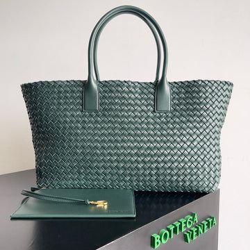 BOTTEGA VENETA 25S LARGE CABAT BAG 51 IN DEEP SLATE GREEN LAMBSKIN House Of Sarah Bags