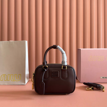 MIUMIU 26S ARCADIE BAG 19 IN DARK BROWN CALFSKIN GOLD HARDWARE By House Of Sarah