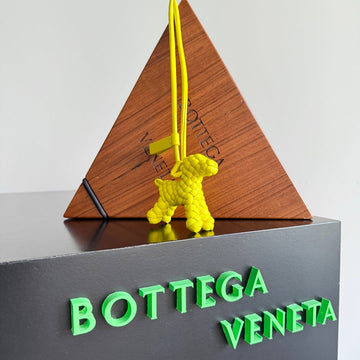 BOTTEGA VENETA 25S DOG CHARM IN LEMON YELLOW CALFSKIN House Of Sarah