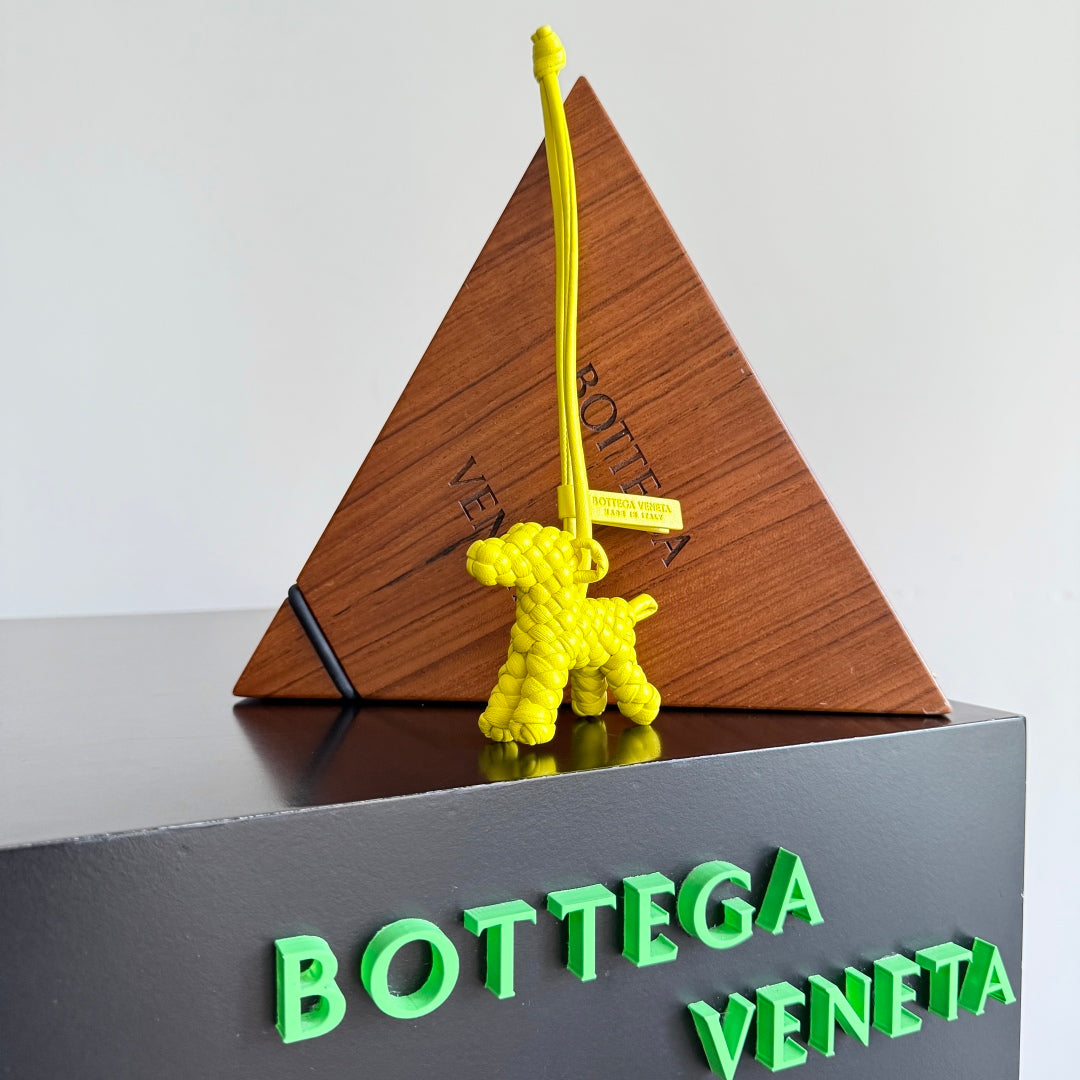 BOTTEGA VENETA 25S DOG CHARM IN LEMON YELLOW CALFSKIN House Of Sarah
