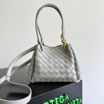 BOTTEGA VENETA 25S SMALL PARACHUTE 21 IN LIGHT GRAY CALFSKIN GOLD HARDWARE House Of Sarah Bags